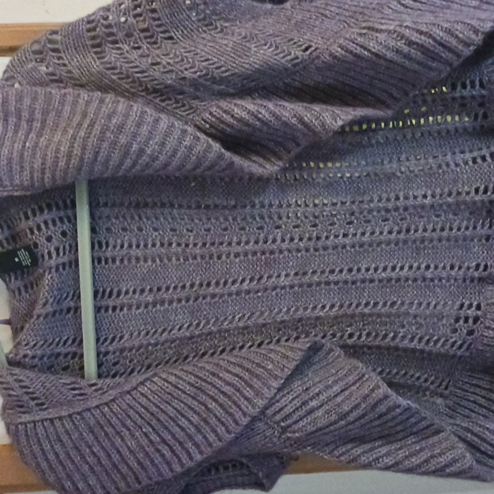 Purple Knit Open-Front Cardigan